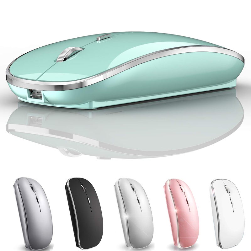Harfoowo Rechargeable Bluetooth Mouse Wireless Bluetooth Mouse for iPad pro iPad Air Mac MacBook Pro MacBook Air Laptop Chromebook Windows HP DELL (Blue) - Image 1